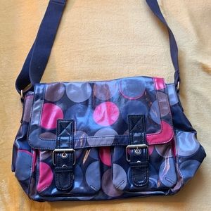 Boden vinyl messenger bag.
